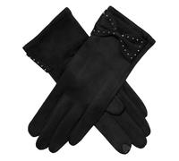 Dents Womens Touchscreen Velour-Lined Faux Suede Gloves - Black