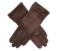 Dents Womens Touchscreen Velour-Lined Faux Suede Gloves - Mocca Brown