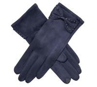 Dents Womens Touchscreen Velour-Lined Faux Suede Gloves - Navy