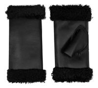 Dents Womens Vera Fingerless Sheepskin Mittens - Black Nappa - Medium
