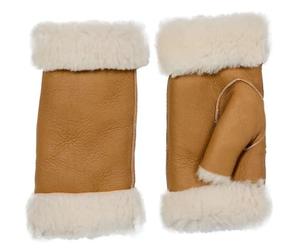Dents Womens Vera Fingerless Sheepskin Mittens - Camel Brown Nappa