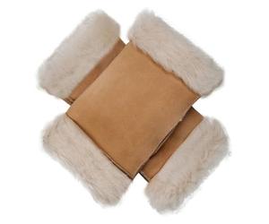Dents Womens Vera Fingerless Sheepskin Mittens - Tan Suede - Large
