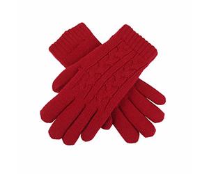 Dents Women's Wool Blend Classic Cable Knit Gloves With Ribbed Cuff & Soft Feather Yarn Lining