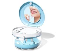 DENTSHIELD Denture Cleaning Box Retainer Box Tooth Cleaner Cup Denture Case Portable Invisible Teeth Tooth Storage(Blue)