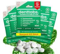 DENTTABS Toothbrush Tablets, 625 Pieces, Mint with Fluoride, 10 Months Supply, Vegan & Plastic-Free, Sustainable Alternative to Toothpaste