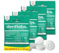 Denttabs Toothbrush Tablets The Complete Alternative to Toothpaste, Pack of 125 for 2 Months. Mint with Fluoride - Vegan Plastic-Free without Preservatives. In Compostable Bag (500)