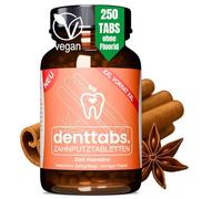 denttabs Toothbrush Tablets with Delicious Cinnamon Flavour in XXL Glass Pack of 250 with Fluoride