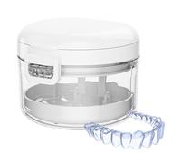 Denture and Retainer Cleaner Case - Portable Aligner Bath, Braces Cleaning Cup with Drain Tray | Adult Orthodontic Holder for Travel Home Hygiene Care Convenient Safe Accessory