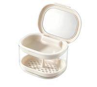 Denture Bath Box Compact Multi-Purpose Soaking Container for Third Teeth | Portable Mouth Guard Box for Women Men Adults Children Home Travel Business Trip Rinse