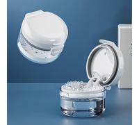 Denture Bath Box, Leak-Proof Denture Cleaner Cup with Auto-Lift Strainer, All-in-One Dental Retainer Case with Brush & Mirror for Dentures, Braces, Mouth Guards, Travel-Friendly