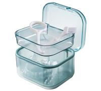 Denture Bath Box with Strainer Basket, Retainer Case, Mouth Guard Case, Braces Cleaner Cup, Cute Denture Cleaning Holder