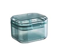 Denture Bath Box with Three-Layer Separation - Retainer Case, Denture Cup & Mouth Guard Holder, Leak-Proof Soak Container for Dentures, Retainers & Night Guards (Blue)