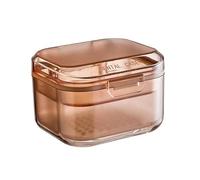 Denture Bath Box with Three-Layer Separation - Retainer Case, Denture Cup & Mouth Guard Holder, Leak-Proof Soak Container for Dentures, Retainers & Night Guards (Brown)