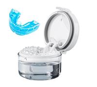 Denture Bath Case - 9.5x9.5x7cm Retainer Cleaner Cup, Mouth Guard Storage Box, Braces Aligner Cleaning Container | Portable Travel Organizer for Care Hygiene Accessories Safe Storage