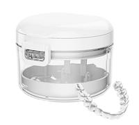 Denture Bath Case | Forest Orthodontic Retention Bath Box, Braces Cleaner Cup with Drain Tray, Portable Aligner Case for Adults