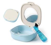 Denture Box with Denture Brush, Orthodontic Retainer Case with Magnetic Lid & Filter, Portable False Teeth Bath Container Keeping Dentures Dry & Clean, Thoughtful Gift for Elderly People