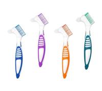 Denture Brush,4 PCS False Teeth Cleaning Brush with Double Head,Retainer Toothbrush with Multi-Layered Bristles for Dentures Braces,Mouth Guards, Retainers