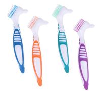 Denture Brush Set of 4, 6.5'' PP Denture Toothbrush with Hard Nylon Bristles, Comfortable Handle for Elderly, Easy to Use Hard Hygienic Bristle Toothbrush for Teeth Cleaning..
