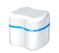 Denture Case - Dènture Bath False, dentl Retainer Box | Portable Mouthguard Storage Soaking Container, Rinsing Basket Strainer Holder with Cleaning Brush for Fàlse Teeth Care