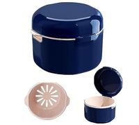 Denture Case, Denture Cup for Soaking Dentures, Denture Bath Box with Rinsing Basket, Portable False Teeth Storage Containers, Thorough Cleaning of Dentures, Retainer, Clear Braces (Blue)