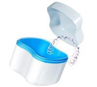 Denture Case for Travel, Leak-proof Storage Case, Leak-proof Container, Travel Retainer Bath Case, Portable Denture Cleaning Box for Night Protection, Nipple