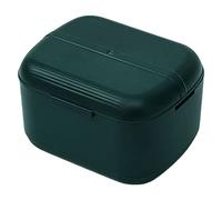 Denture Case, Orthodontics Storage Box Buckle Lid Hollow Out Double Layer Orthodontic Retainer Case Cleaning with Strainer Basket Household Products Green