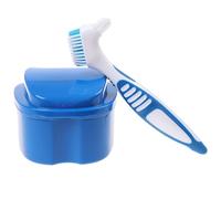 Denture Cleanning Set, Denture Cleaning Case with Brush, False Teeth Storage Box for Travel and Daily Use