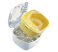 Denture Cups for Soaking - Leak-Proof Denture Cleaning Cup with Lid | Retainer Cleaning Box Bath Case | Portable Mouth Guard Cleaner for Home, Office, Car, and Travel