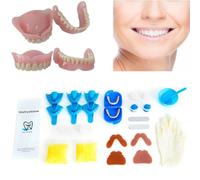 Denture DIY Kit, 2 pairs (28 pcs each) of different sizes of fake teeth, Easy DIY fake teeth to repair Missing Teeth, DIY full denture kit, DIY upper and lower partial temporary fake teeth (Nature)