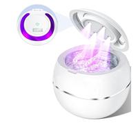 Denture Dome Cleaner with Light, Upgraded Retainer & Mouth Guard Cleaning Machine, Ideal for Braces, Aligners, Jewelry, Glasses, and More - Compact & Efficient Cleaning Solution (White)