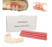 Denture Material Kit for Repairing Missing Teeth or DIY Full Denture Fake Teeth (Gum Material and False Teeth)