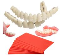 Denture Repair Kit, DIY Denture Kit UK, False Teeth Set Full Dentures with Red Wax Tablets 10 Pieces, Suitable for Men and Women with Bad Teeth or Teaching