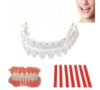 Denture Repair Kit, DIY Resin Denture Kit for Restoring Missing Teeth, Moldable False Teeth with 7PCS Red Wax Tablets, Comfortable Fake Teeth Top & Bottom Set, DIY Tooth Repair Kit for Men and Women