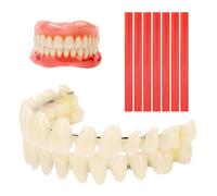 Denture Repair Kit, Moldable False Teeth Top and Bottom with Red Wax Tablets 7 Pieces DIY Resin Denture Kit for Men and Women with Bad Teeth to Repair Missing Teeth Teaching Mold