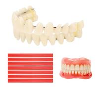 Denture Repair Kit, Moldable False Teeth Top and Bottom with Red Wax Tablets 7 Pieces DIY Resin Denture Kit for Men and Women with Bad Teeth to Repair Missing Teeth Teaching Mold