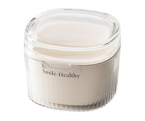 Denture Soaking Box, Transparent Cleaning Case, Sealed Lid with Portable Design, Compact Shape with, 3.39x3.46x2.64 Inches Accessories, Hygiene Box for Braces Dentures Safety