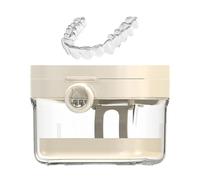 Denture Soaking Container - Denture Bath Container | with Mirror Cleaning Tool Storage Box for Men Women Teen Girl Teen Boy Child Elderly Night Guard Retainer Travel