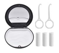 Denture & Teeth Mouth Tray Retainer Box Sets Partial Denture Box with 2Pcs Aligner Removal Tool and 3Pcs Invisible Chewer (Black)