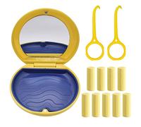 Denture & Teeth Mouth Tray Retainer Box Sets Partial Denture Box with 2Pcs Aligner Removal Tool and 9Pcs Invisible Chewer (Yellow)