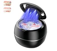 Denture Ultrasonic Cleaner, 43kHz Dental Cleaning Pod, Retainer Cleaner with UV & Digital Timer for Night Guards, Braces, Aligner, Toothbrush, Jewelry and More,Black