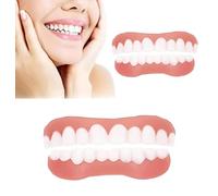 Dentures Cosmetic Veneer Temporary Prosthesis Teeth Top Bottom False Teeth Silicone Dental Prostheses False Teeth for Men Women for Protecting Regaining Smile,2pcs