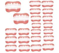 Dentures Cosmetic Veneer Temporary Prosthesis Teeth Top Bottom False Teeth Silicone Dental Prostheses False Teeth for Men Women for Protecting Regaining Smile,22pcs