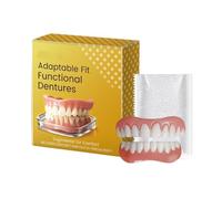 Dentures,Full Dentures,Silicone Reline Denture Set, Full Denture Set with Strong Suctiond,Suction-Fit Complete Denture,Soft and Comfortable (1 Set)