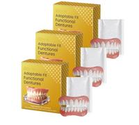 Dentures,Full Dentures,Silicone Reline Denture Set, Full Denture Set with Strong Suctiond,Suction-Fit Complete Denture,Soft and Comfortable (3 Set)