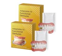Dentures,Full Dentures,Silicone Reline Denture Set, Full Denture Set with Strong Suctiond,Suction-Fit Complete Denture,Soft and Comfortable (2 Set)