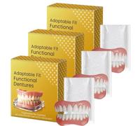 Dentures, Full Dentures, Suction-Fit Complete Denture, Strong Suction, Soft and Comfortable for Men Women Daily Wear (3 Pcs)
