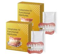Dentures, Full Dentures, Suction-Fit Complete Denture, Strong Suction, Soft and Comfortable for Men Women Daily Wear (2 Pcs)