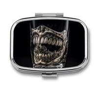 Dentures in A Cup Pill Box 2 Compartments Portable Travel Pill Case Mini Medicine Organizer for Pocket Purse Metal Waterproof Medicine Container Holder Vitamin Fish Oil
