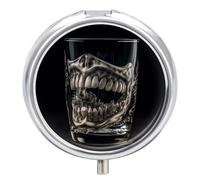 Dentures in A Cup Pill Box 3 Compartments Portable Travel Pill Case Mini Medicine Organizer for Pocket Purse Metal Waterproof Medicine Container Holder Vitamin Fish Oil