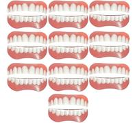 Dentures Instant Cosmetic Veneer False Teeth for Men Women Temporary Top and Bottom False Teeth Smile Silicone Dental Prostheses for Protecting Teeth Regaining Smile,A,10pcs